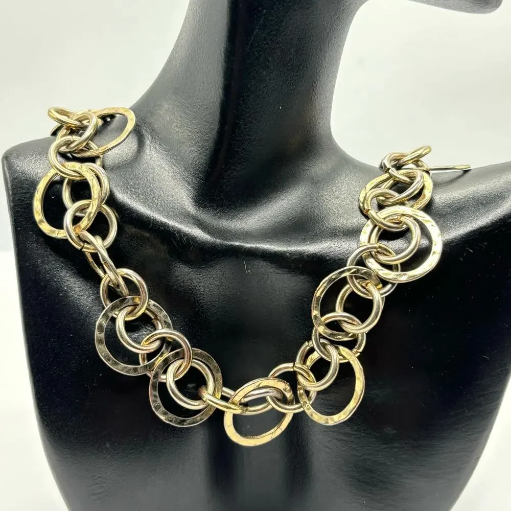 Retro Gold Circle Link Necklace